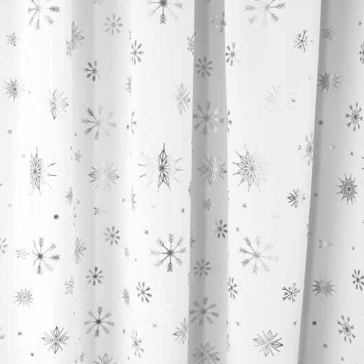 Zasłona świąteczna w srebrne śnieżynki na taśmie 145x250cm FROSTINA - Nie Tylko Firany