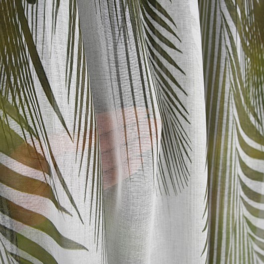 Firana z sable w beżowe liście na taśmie 145x250cm GLOXINA - Nie Tylko Firany