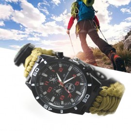 Zegarek survivalowy z kompasem oliwkowy PARACORD