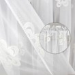 Firana sable z białym kwiatowym haftem zdobiona markizetą 400x180cm ISETA - Nie Tylko Firany