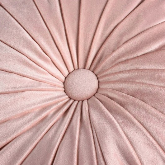 Poduszka okrągła plisowana z weluru różowa 35cm BELLO - Nie Tylko Firany