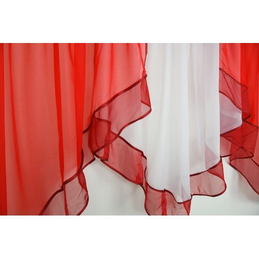 Firana woalowa z lambrekinem czerwono-biała 400x160cm VIOLETTE - Nie Tylko Firany