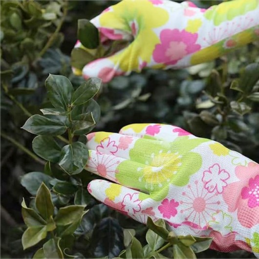 Rękawice ogrodowe damskie M różowo zielone GARDEN GLOVES